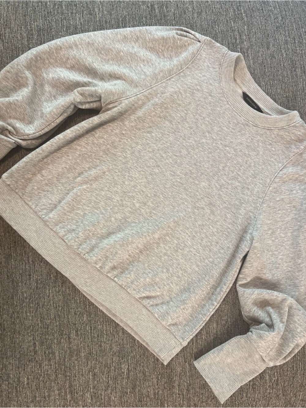 Banana Republic Women’s Crewneck Heather Gray Puffy Sleeve Knit Shirt Sz S